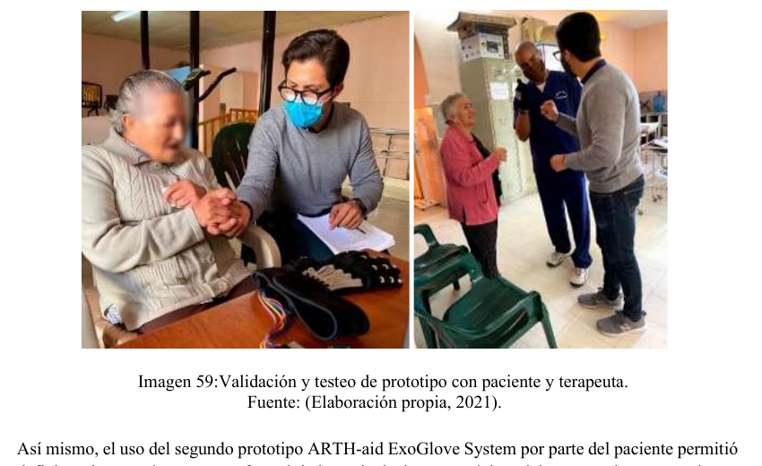 Validación del prototipo ARTH-aid con paciente y terapeuta